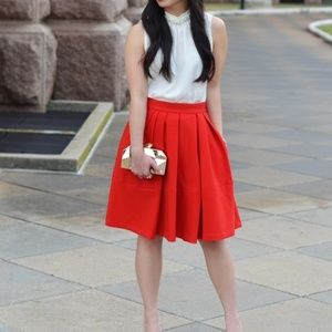 Red Banana Republic Pleated Circle Skirt